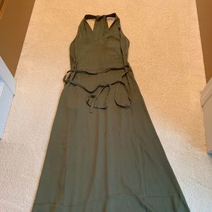 Banana Republic Olive Green Twist Maxi Dress